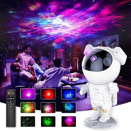 SMARTCAM Star Projector, Astronaut Space Warrior Galaxy Night Light, Starry Nebula Ceiling Projection Lamp with Timer, Remote Control, Party Ambient Lighting, Gifts for Kids and Adults