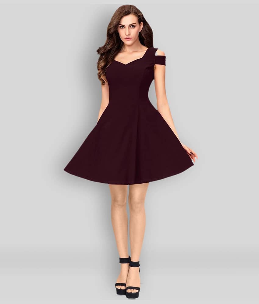 Addyvero Women Lycra Solid A-line Dress ( Black )
