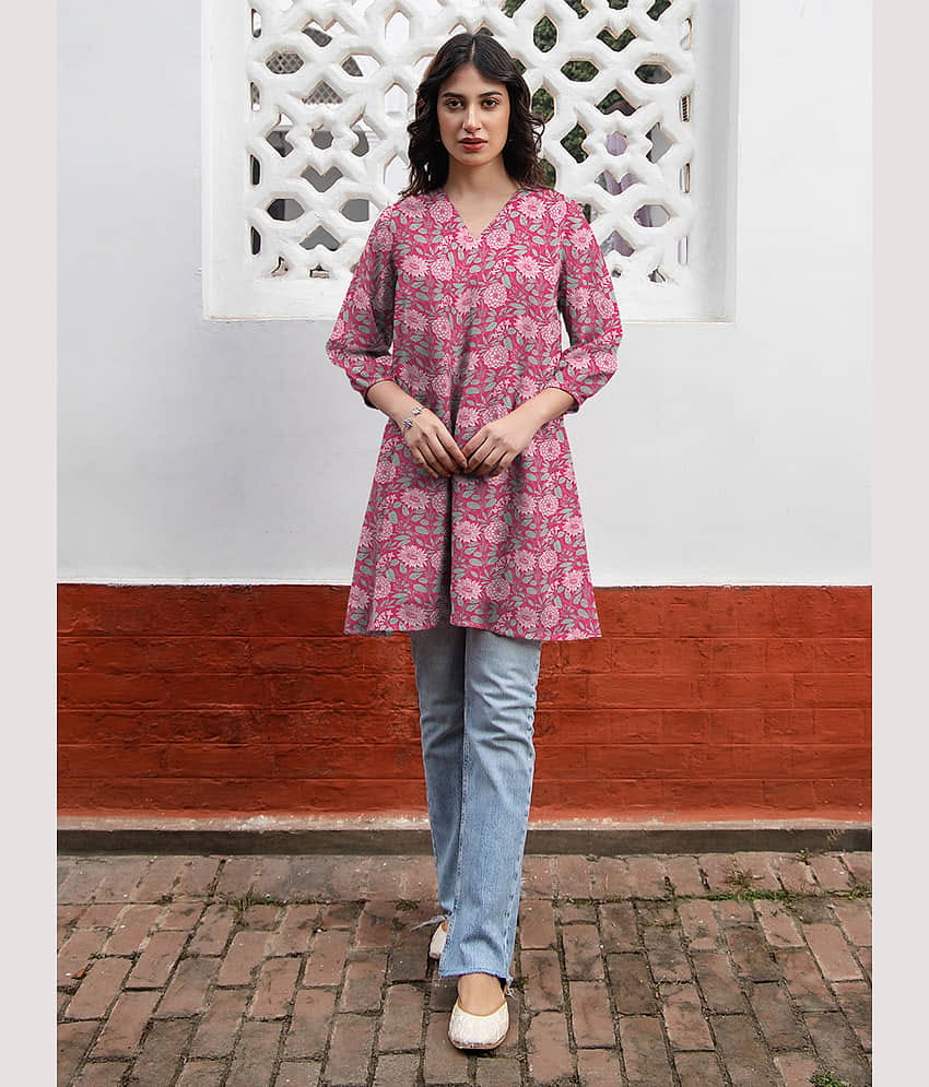Janasya Women's Georgette Tunic ( Pink )