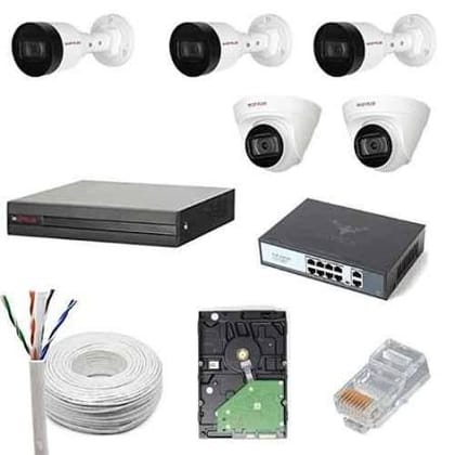 Buy CP Plus 2MP Outdoor CCTV IP Camera Kit with 3 Bullet, 2 Dome, 8 Channel NVR, 8 Port JK Vision POE, 2TB Hard Disk, Cat6 Cable & 10 RJ45 Connector