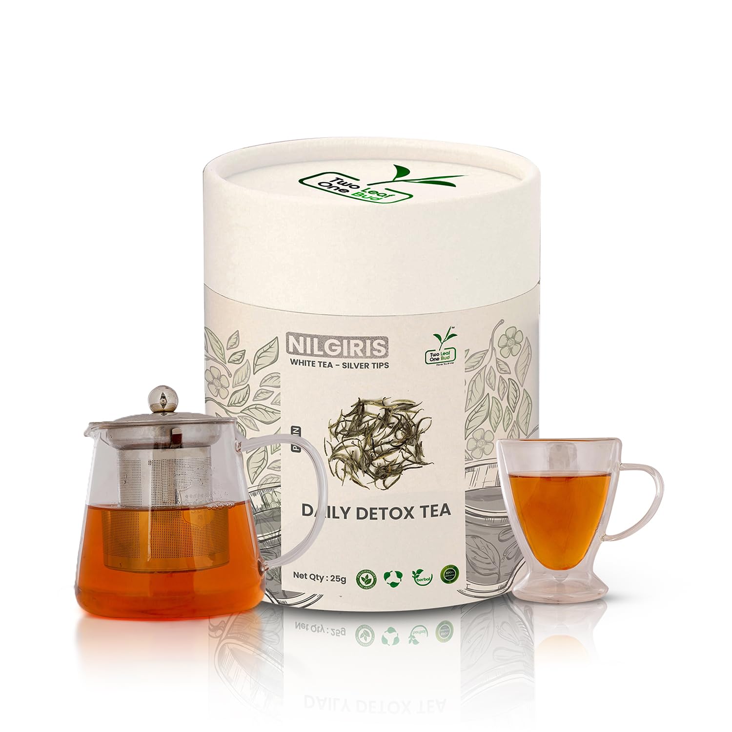 Two Leaf One Bud Nilgris White Tea - Silver Tips - Plain 25 Gms