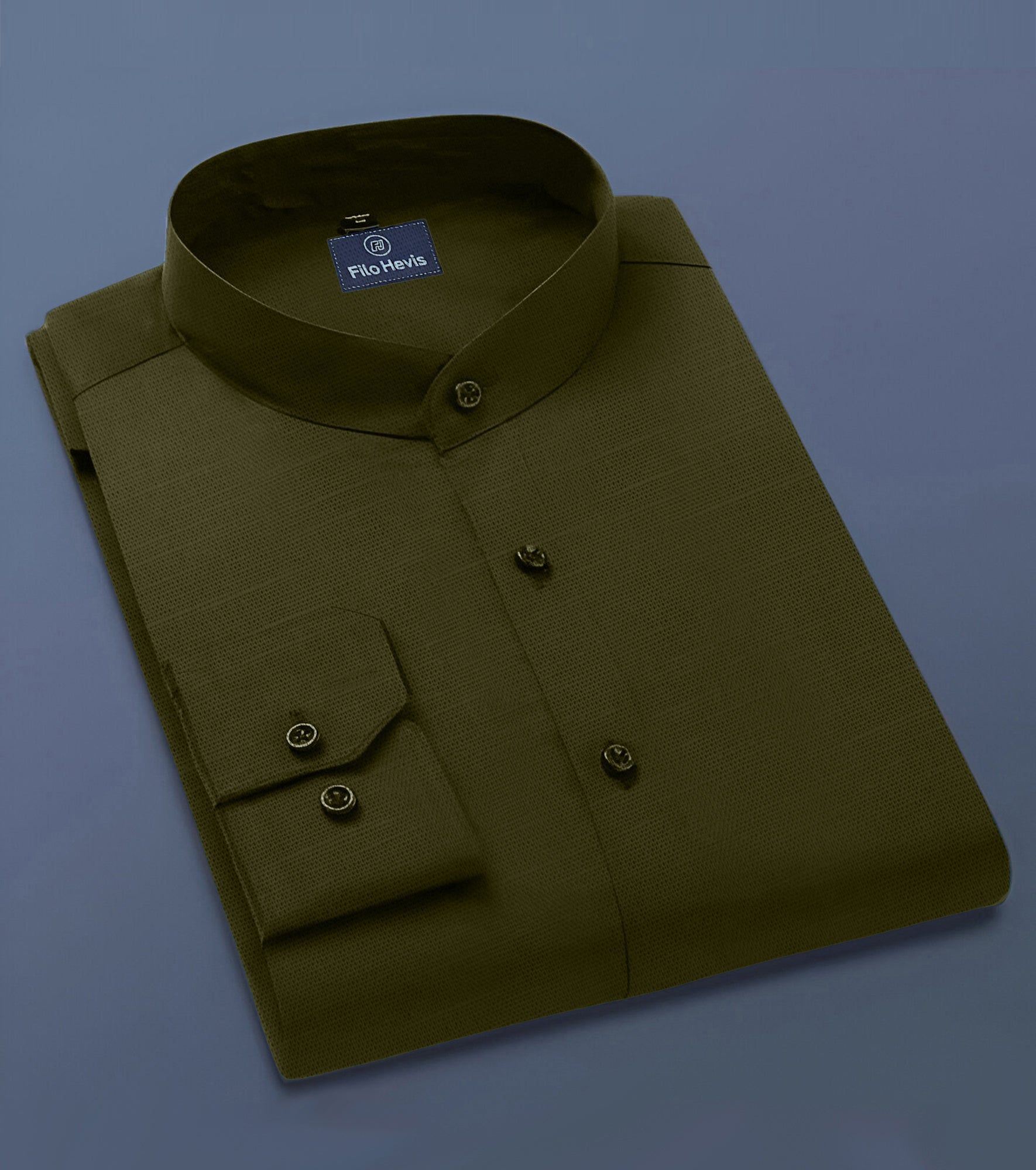 Men's Full-Sleeve Mandarin Collar Regular Fit Cotton Lenin Shirt-Dark Green-M