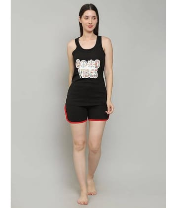 MEGASKA - Black Cotton Women's Nightwear Nightsuit Sets ( Pack of 1 )