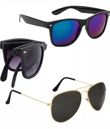 Elligator Multicolor Rectangular Sunglasses ( Pack of 3 )