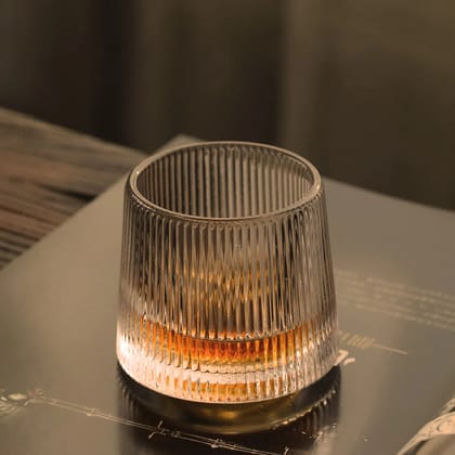 Handmade Sparkling Spinny Drinking Glasses-Crystal Ripple Drinking Glass / Set of two