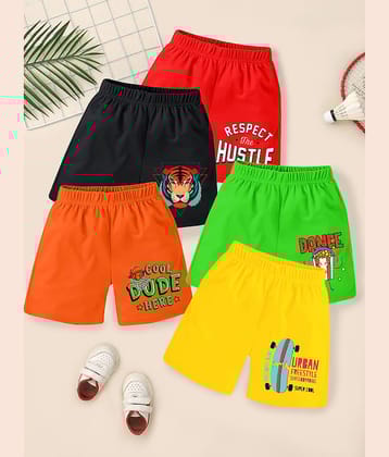 Kuchipoo Pack of 5 Cotton Blend Shorts For Boys ( Multicolor )