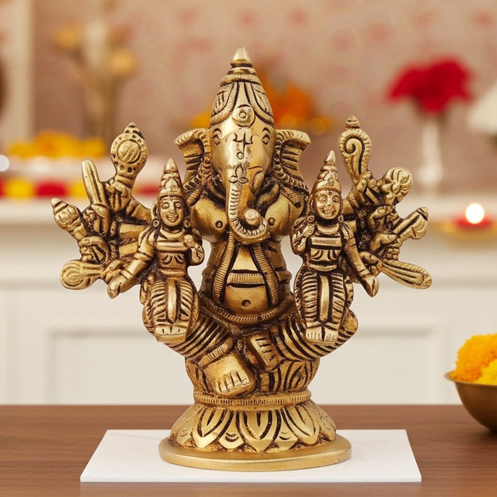 Brass Showpiece Ganesh Parivar God Idol Statue (BSMAS1399 C)