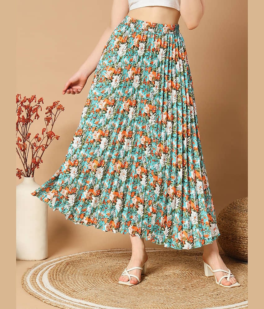 ZWERLON Blue Crepe Women's Flared Skirt ( Pack of 1 )