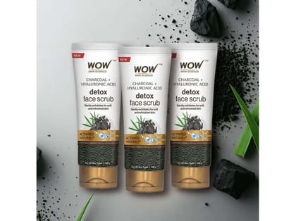 WOW Skin Science Activated Charcoal Face Scrub - 100 ml  ( Pack of 3)