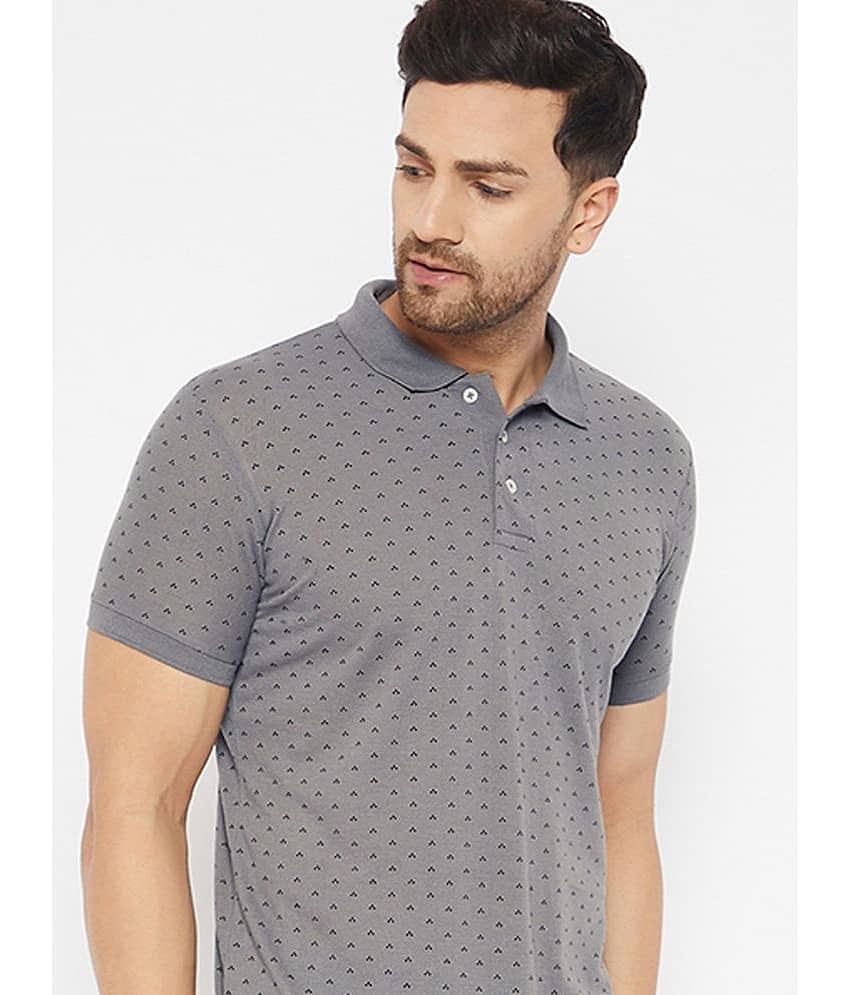 The Million Club Pack of 1 Cotton Blend Regular Fit Printed Half Sleeves Men's Polo T Shirt ( Grey )