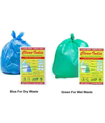 C-I - (4 Packs) Blue & Green 19X21 Garbage Bags| 4 packs (120 Pcs) - 2 packs of 60 Pcs (Green for wet waste) + 2 packs of 60 Pcs (Blue for dry waste)|Medium Disposable Garbage Bags for Wet and Dry Waste | Dustbin Bags For kitchen and home