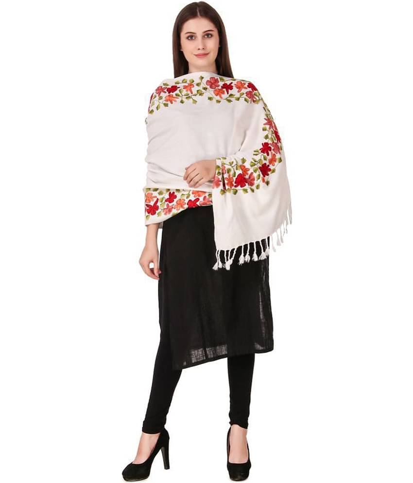 Bravezi White Kashmiri Shawl
