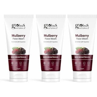 Globus Naturals Mulberry Fairness Face Wash For Even Skin Tone, Deep Cleansing Moisturizing & Nourishing, Natural & Ayurvedic Formula, Chemical Free, Cruelty Free, Suitable For All Skin Types, 75 gm, Set of 3
