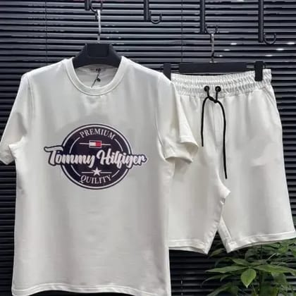 Brand - TOMMY HILFIGER *(T-shirt + Short)* ( SIZE : M , COLOR WHITE )
