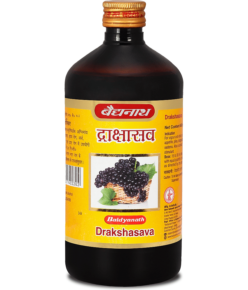 Baidyanath Drakshasava for Loss of Appetite, Tiredness, Restlessness 450ml (Pack of 1) )