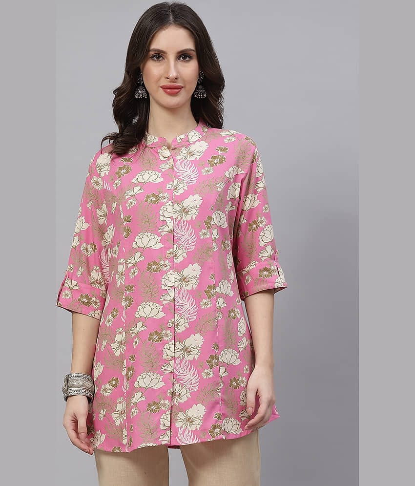 Divena - Pink Rayon Women's Ethnic A-Line Top ( Pack of 1 )