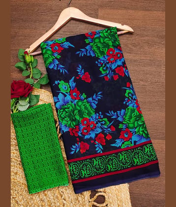 ANAND SAREES Georgette Printed Ilkal Saree With Unstitched Blouse Piece ( Multicolor )