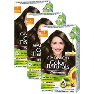 Garnier Naturals Cream Hair Color, Dark Brown - Pack Of 3 (130ml)