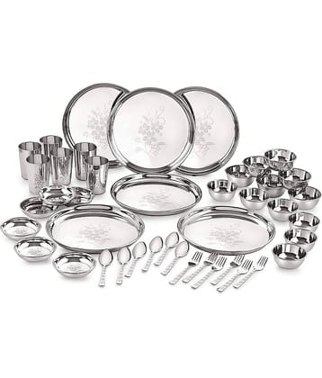 Neelam Wedding Laser Etching 42 pcs Silver Stainless Steel Dinner Set ( Pack of 1 )