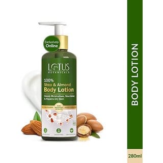 Lotus Botanicals 100% Shea & Almond Body Lotion|Smooth & Nourished Skin|Repairs Damaged Skin (280 Ml)