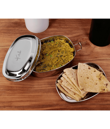 inKitch Tiffin Box with Plate Stainless Steel Lunch Box 1 - Container ( Pack of 1 )