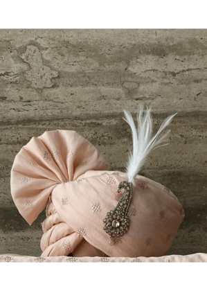 PEACH EMBROIDED CHANDERI  SAFA