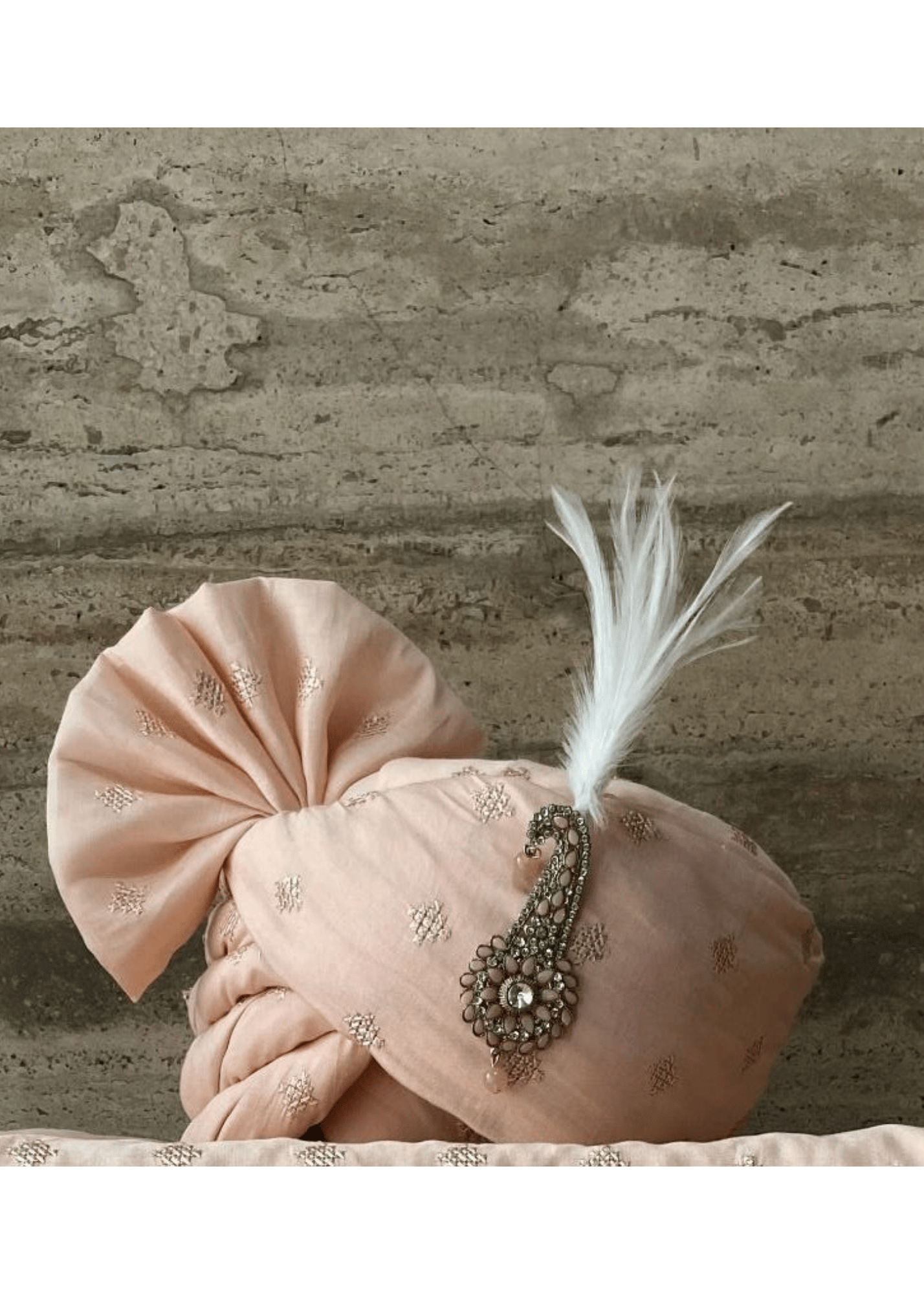 PEACH EMBROIDED CHANDERI  SAFA