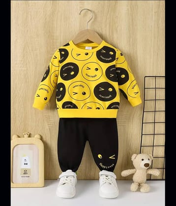 CUTEVIBE Pack of 1 Unisex for Baby Cotton Blend T-Shirt & Pyjama Set ( Yellow )