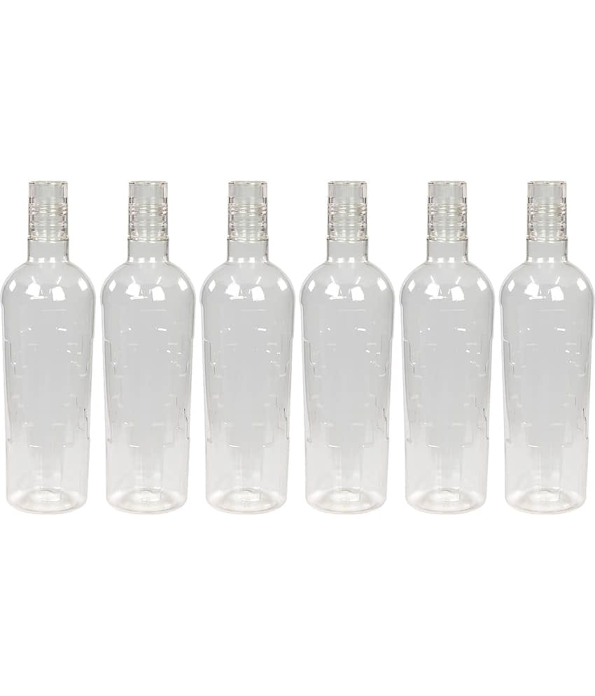 PearlPet Red Plastic Water Bottle 1000 mL ( Set of 6 )