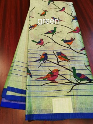 Sparrow Linen Digital Printed Sari 1364