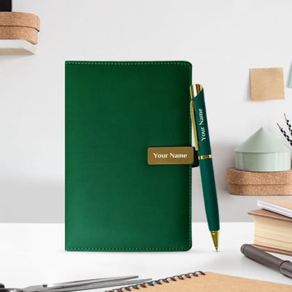 Elegant Personalized Gifts : Office Notebook Diary with Pen Set-Golden