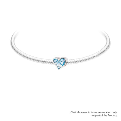 MOP Heart Cyan | 925 Silver charms for Bracelets / Chain-Free / Silver / Modern