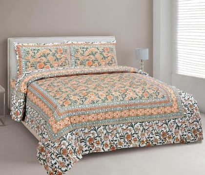 3001-Hometrade India-Standard King Size (90*108 Inches) Double Bedsheet With 2 Pillow Cover-RJ-14-Jaipur lining-4090