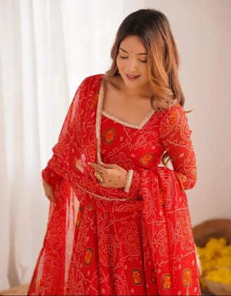 CHIFFON BANDHEJ FULLY FLAIR GOWN