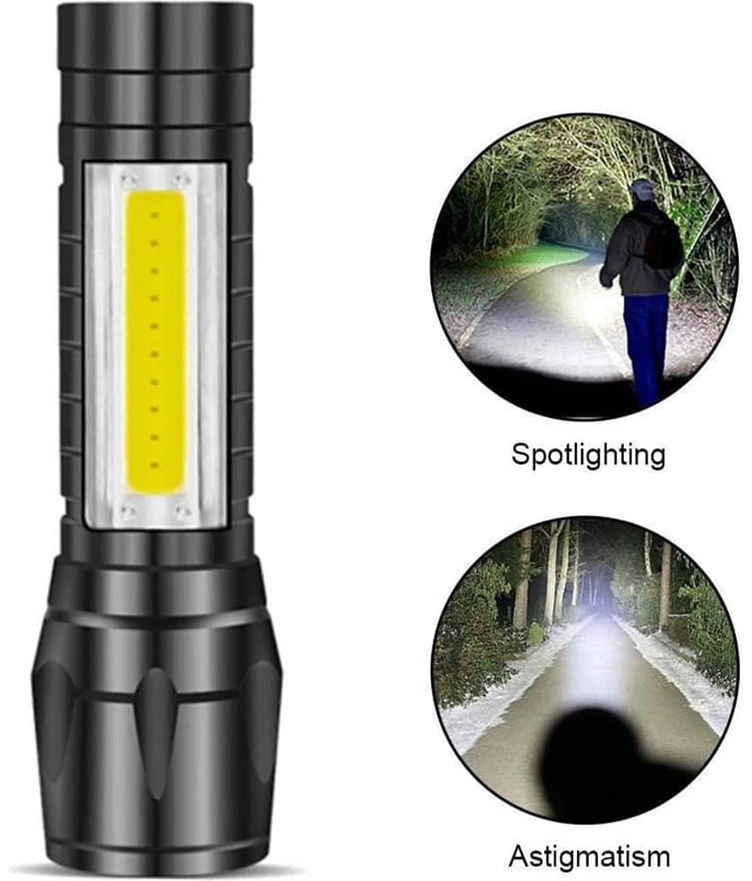 QitmirMKT Small Torch Powerful LED Light Mini Waterproof Portable 10W Black Emergency Light ( Pack of 1 )