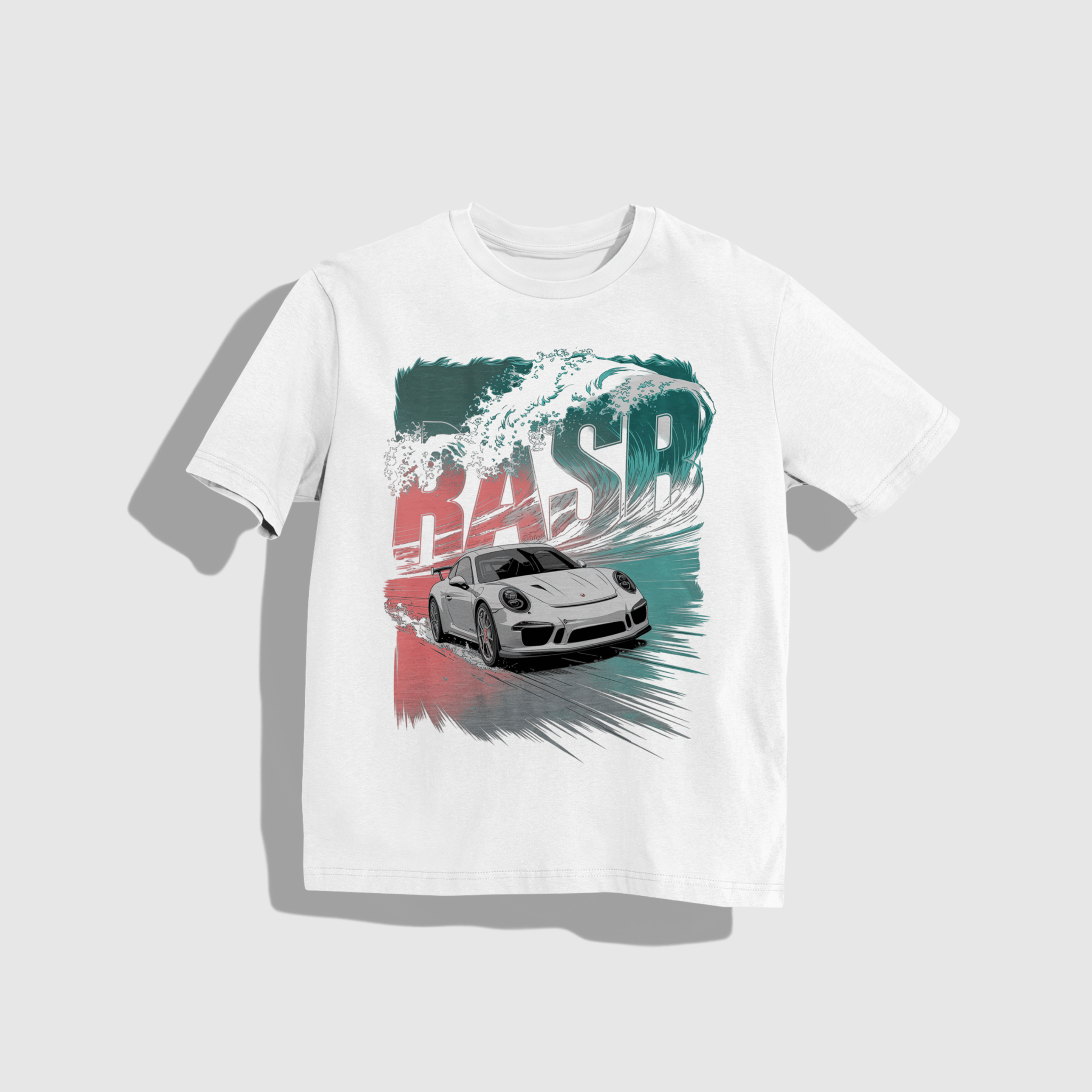 RASH B - Round Neck Drop Shoulder Graphic Printed Oversized Cotton T-shirt-S / White