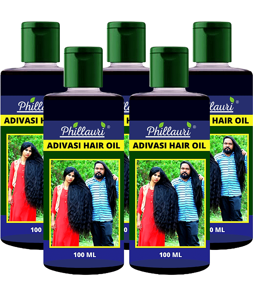 Phillauri Adivasi Ayurvedic Herbal Hair Oil - Dandruff Control - Hair Loss Control - Long Hair - For Women and Men (100 ml) Pack of 5
