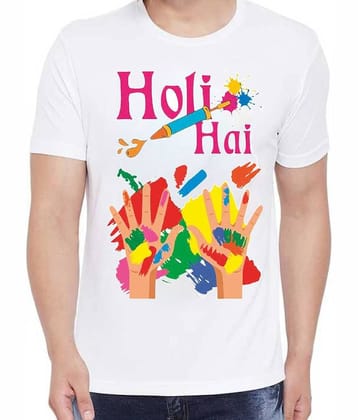 PrintMall Polyester Regular Fit Printed Half Sleeves Men's Round T-Shirt - White ( Pack of 1 )