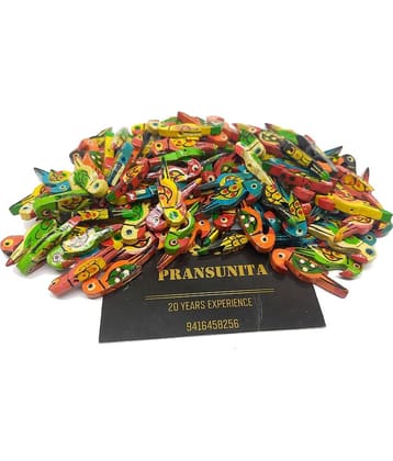 50 Pcs Wooden Multicolored Parrot Beads Size 3.5 cm for Jewellery Making Dresses Beading Art and Crafts and Craft Work