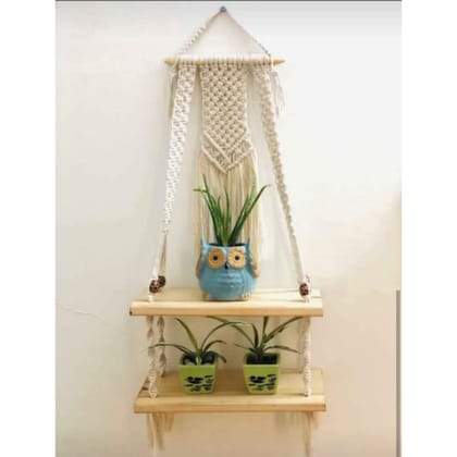 White Plant Hanger With Double Pinewood