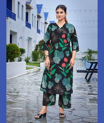 Royal Export Women Cotton Blend Printed Straight Kurti With Pants ( Green )
