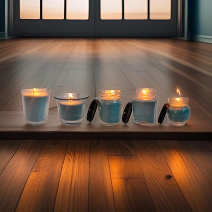 Glass Jar Candle with Cap for Home Decoration | Diwali Candle | Decorative Candle | Organic SOYA Wax Candle | 44 Hrs Burn Time | Pack of 5