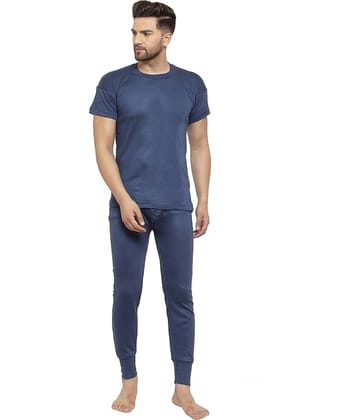 Uzarus Pack of 1 Cotton Blend Thermal Sets For Men's ( Navy )