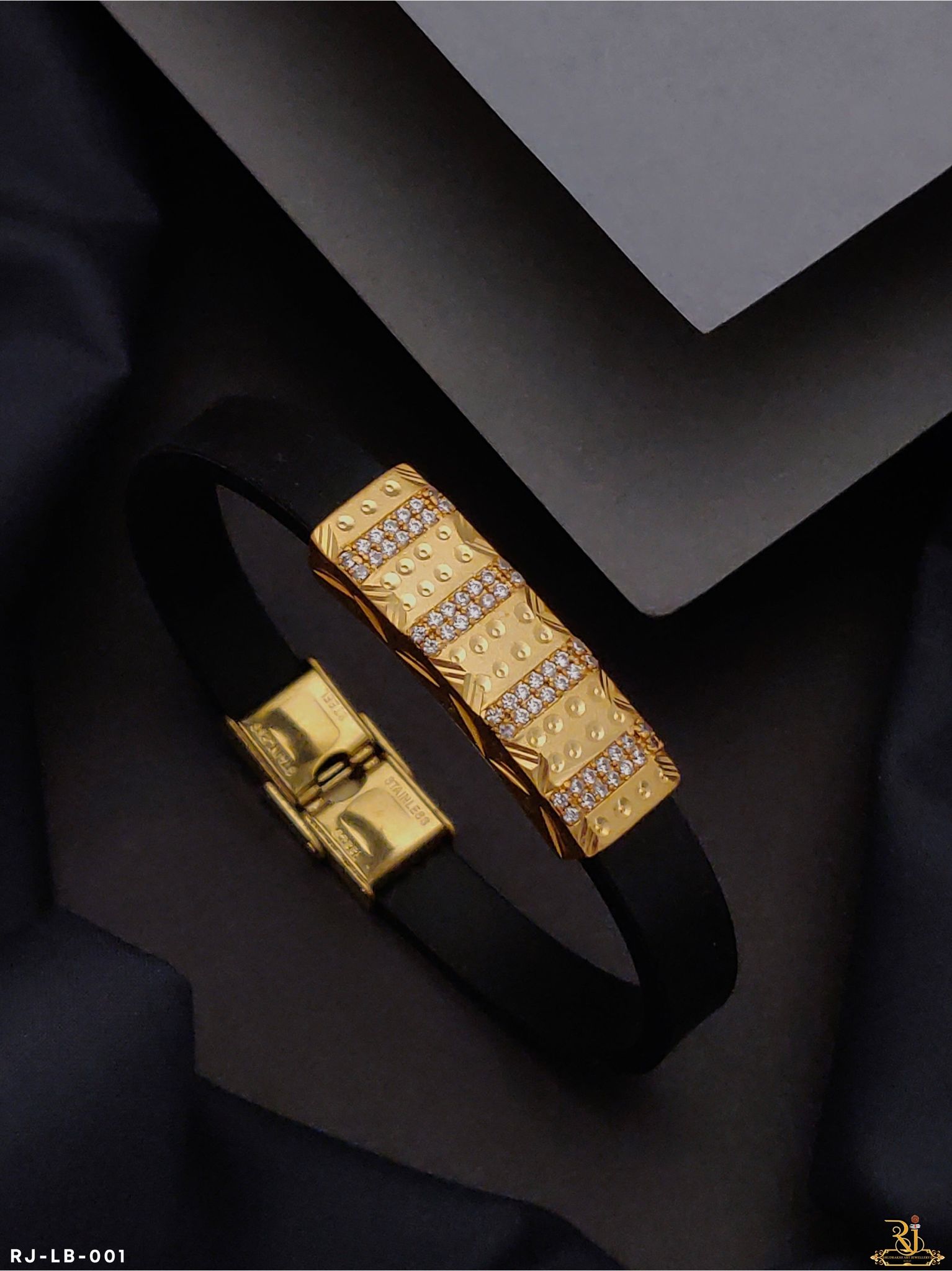Micro Gold Plated with Diamond Finely Detailed Design Bracelet for Men -LB-001-Fixed