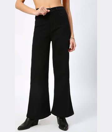 HJ HASASI - Black Denim Wide Leg Women's Jeans ( Pack of 1 )