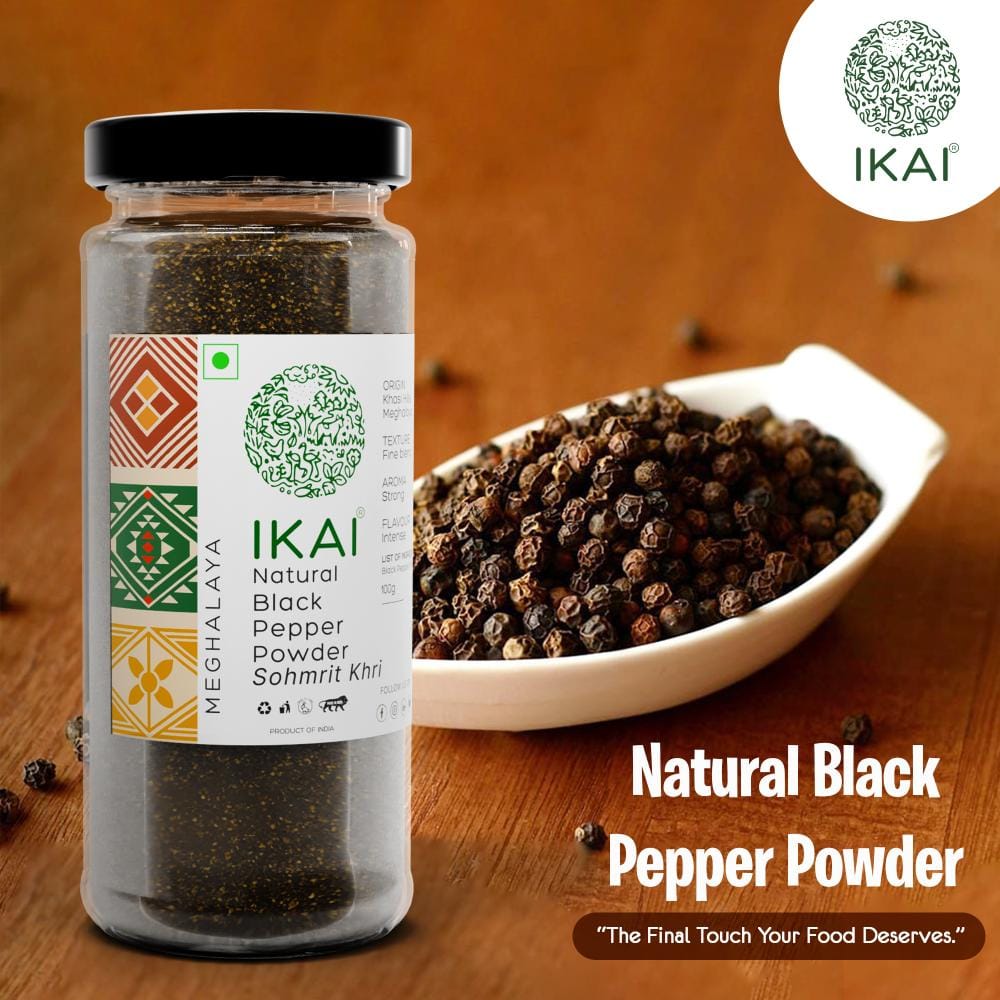Natural Black Pepper Powder | Sohmrit Khri | Regional Speciality-Meghalaya | 100g