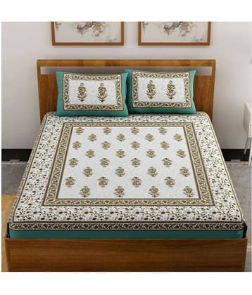 Uniqchoice Cotton Queen Bedsheet ( Turquoise )