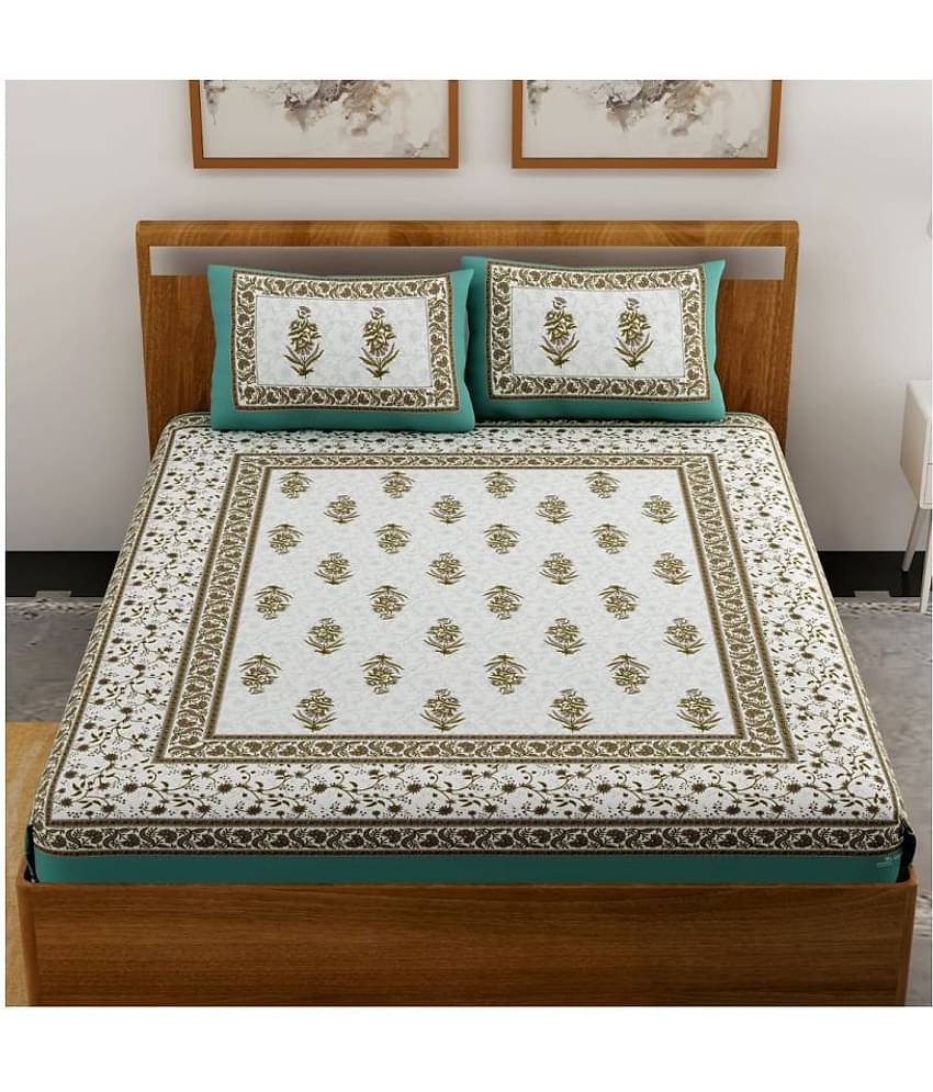 Uniqchoice Cotton Queen Bedsheet ( Turquoise )