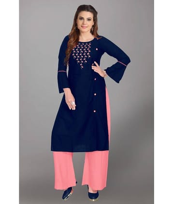 Kapadia - Blue Rayon Women's Straight Kurti ( Pack of 1 )