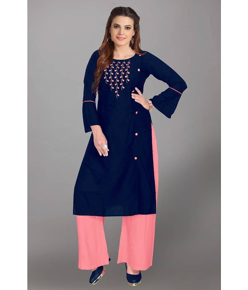 Kapadia - Blue Rayon Women's Straight Kurti ( Pack of 1 )